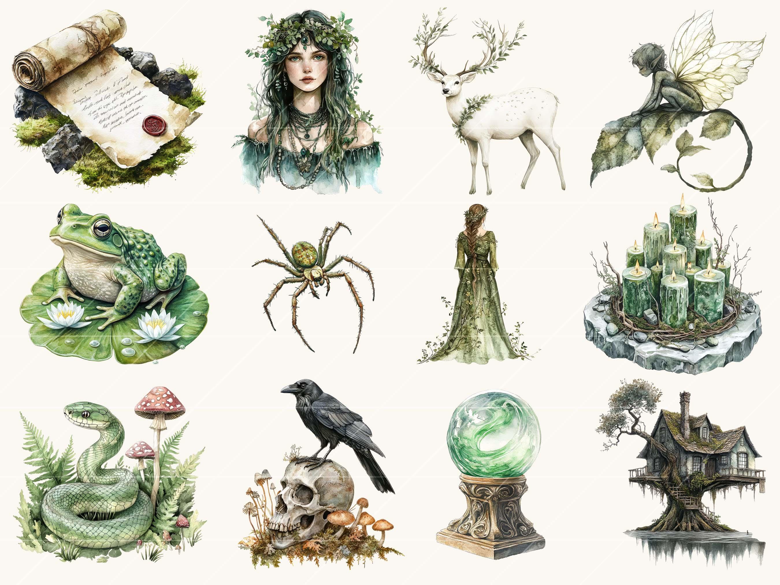 Watercolor Witch Clipart Bundle: 43 PNG Files, Sublimation Designs ...