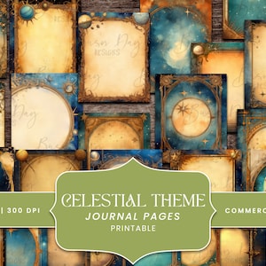 40 pacote de papel vintage tema celestial, scrapbooking digital, impressões digitais, download digital, download instantâneo, clipart com desconto