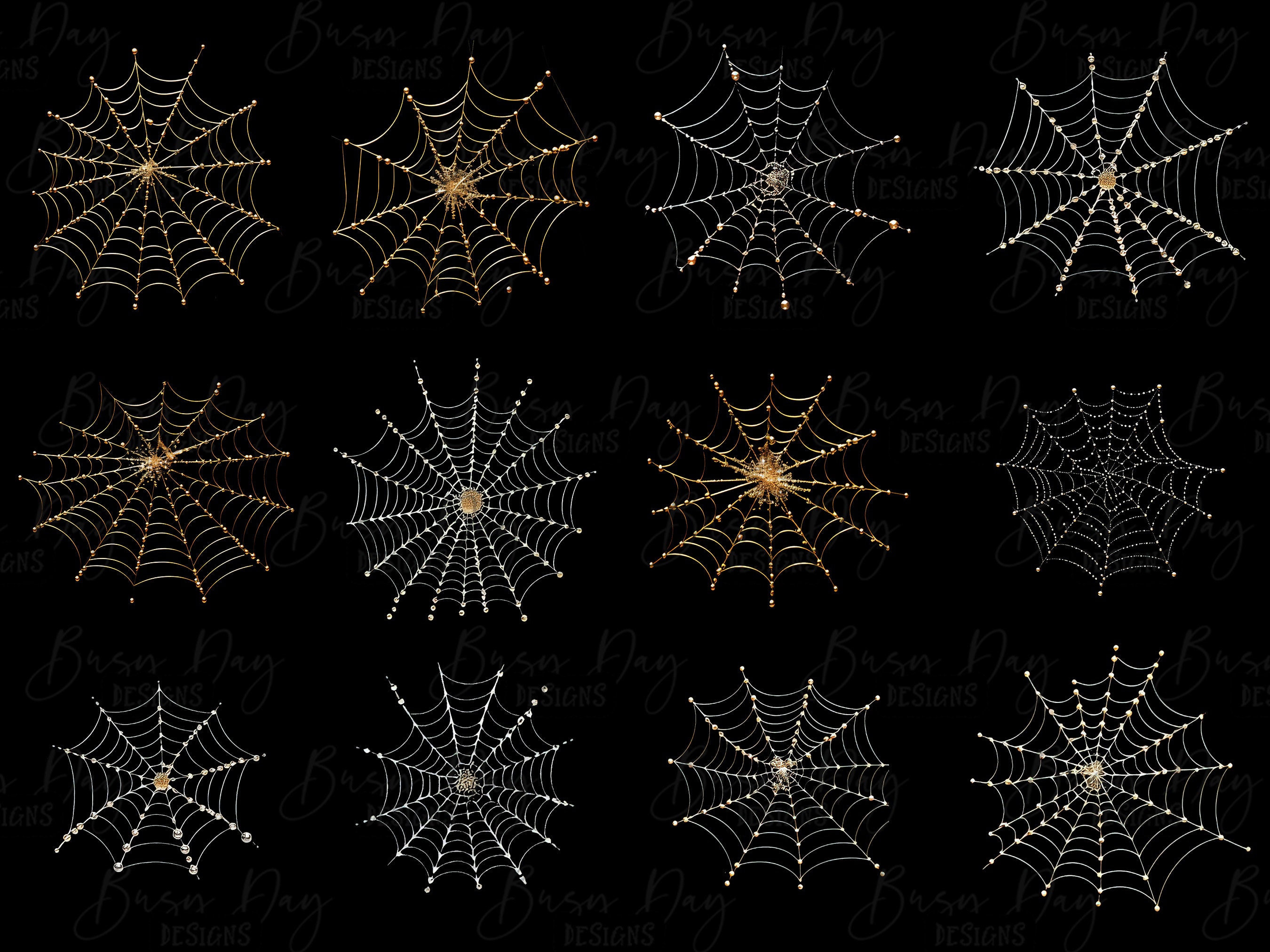 Shimmer Spider Web Clipart Bundle: 24 PNG Sublimation Designs (digital ...
