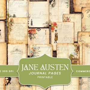 42 Jane Austen Journal Paper Bundle, scrapbooking digital, impressões digitais, download digital, download instantâneo, clipart com desconto