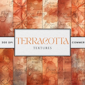Puede incluir: Un conjunto de 34 texturas de papel digital en tonos terracota. Los papeles presentan patrones abstractos, lavados de acuarela y diseños geométricos. Los papeles son de 300 DPI y son perfectos para el scrapbooking digital, la creación de tarjetas y otros proyectos creativos.