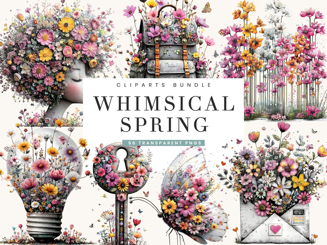 56 Whimsical Spring Clipart Bundle Sublimation Designs Digital Download ...