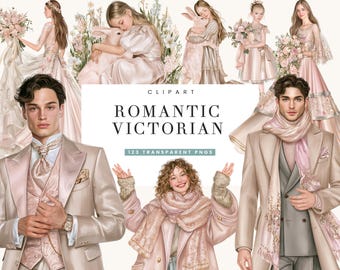 123 Romantic Victorian Clipart Bundle Sublimation Designs Digital Download, Digital Prints, Digital Art, Digital Planner, PNG Files