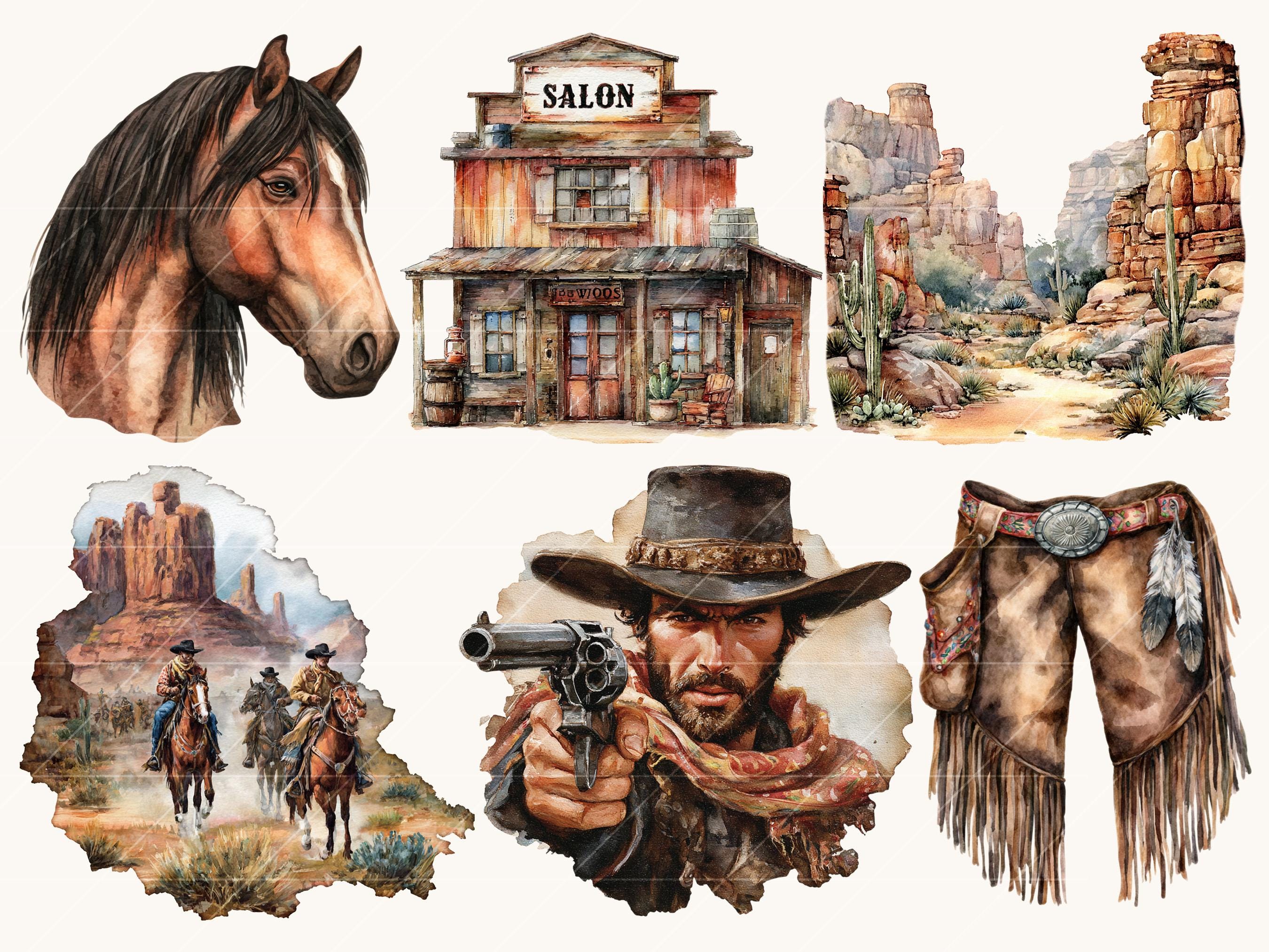 39 Watercolor Cowboy Clipart Bundle Sublimation Designs Digital ...