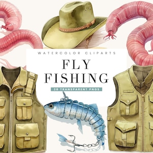 28 Watercolor Fly Fishing Clipart Bundle Sublimation Designs Digital Download, Digital Prints Instant Download, Fly Fishing PNG Files