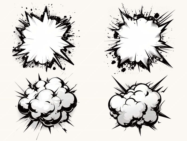 Comic Book Effect Clipart Bundle: Pop Art PNG Designs (digital Download ...