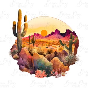 Watercolor Desert Clipart: Arid Landscape PNG Bundle (Digital Download) image 5
