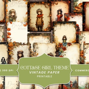 28 Cottage Girl Theme Pacote de papel vintage, scrapbooking digital, impressões digitais, download digital, download instantâneo, clipart com desconto