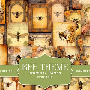 Pacote de papel vintage 34 Bee Theme, scrapbooking digital, impressões digitais, download digital, download instantâneo, clipart com desconto