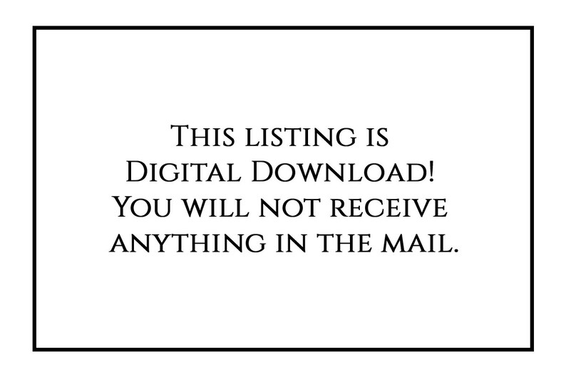 Peut inclure: Texte sur fond blanc dans une bordure noire : "THIS LISTING IS DIGITAL DOWNLOAD! YOU WILL NOT RECEIVE ANYTHING IN THE MAIL."