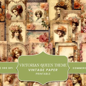 32 Victorian Queen Vintage Paper Bundle, scrapbooking digital, impressões digitais, download digital, download instantâneo, clipart com desconto