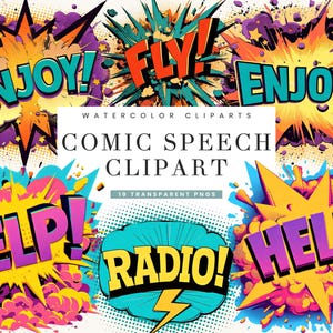 Bundle de cliparts comique, sublimation, téléchargement numérique, tirages numériques, téléchargement immédiat, décoration murale Pop Art