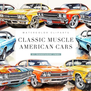 27 Classic Muscle American Car Clipart Bundle Sublimazione Png Disegni Download digitale, Download istantaneo, Stampe digitali, File Png