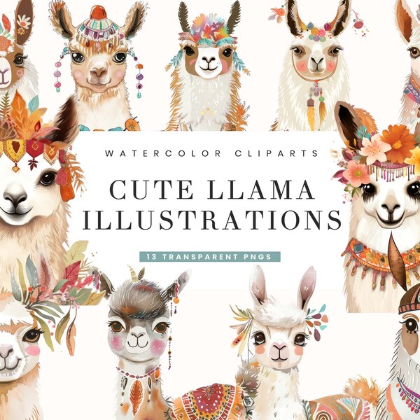 Cute Llama Clipart - Etsy