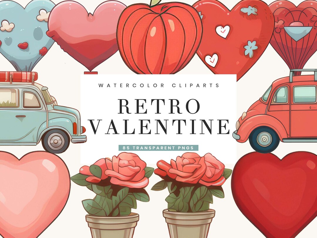 85 Retro Groovy Cute Valentine Clipart Bundle Sublimation Designs ...