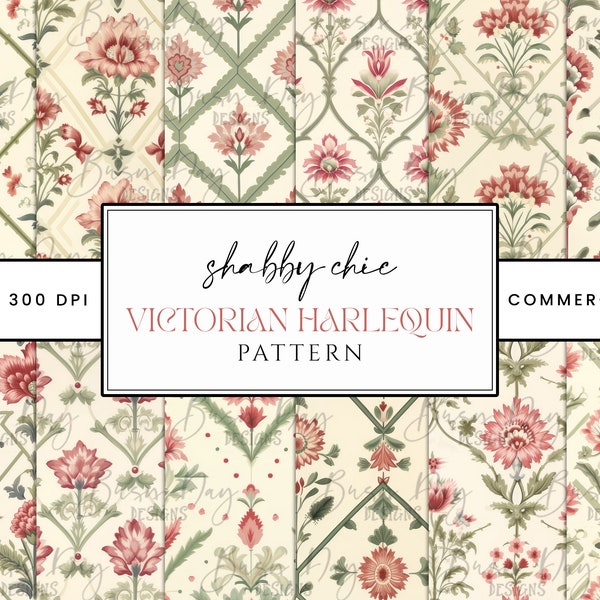 Shabby Chic Victorian Harlequin Pattern Background Sublimation Designs Digital Download Printable Art Seamless Pattern Instant Download
