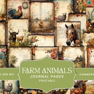28 Farm Animal Theme Vintage paper bundle, digital scrapbooking, digital prints, digital download, instant download, discount clipart