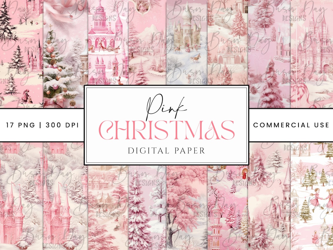 Pink Christmas Digital Paper: Background Sublimation Designs (digital ...