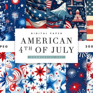 Pack de 27 papiers numériques américains Junk Journal, téléchargement numérique, fichiers numériques, papier imprimable, impressions numériques, usage commercial, 4 juillet