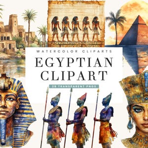 28 Watercolor Egyptian Clipart Bundle Sublimation Designs Digital Download, Digital Prints, Egyptian PNG Art Print