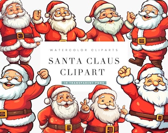 19 Cartoon Santa Claus Clipart Bundle Sublimation Designs Digital Print Instant Download Png Files Digital Download, Png Bundle