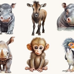 34 Watercolor Safari Animal Clipart Bundle Digital Download Sublimation ...