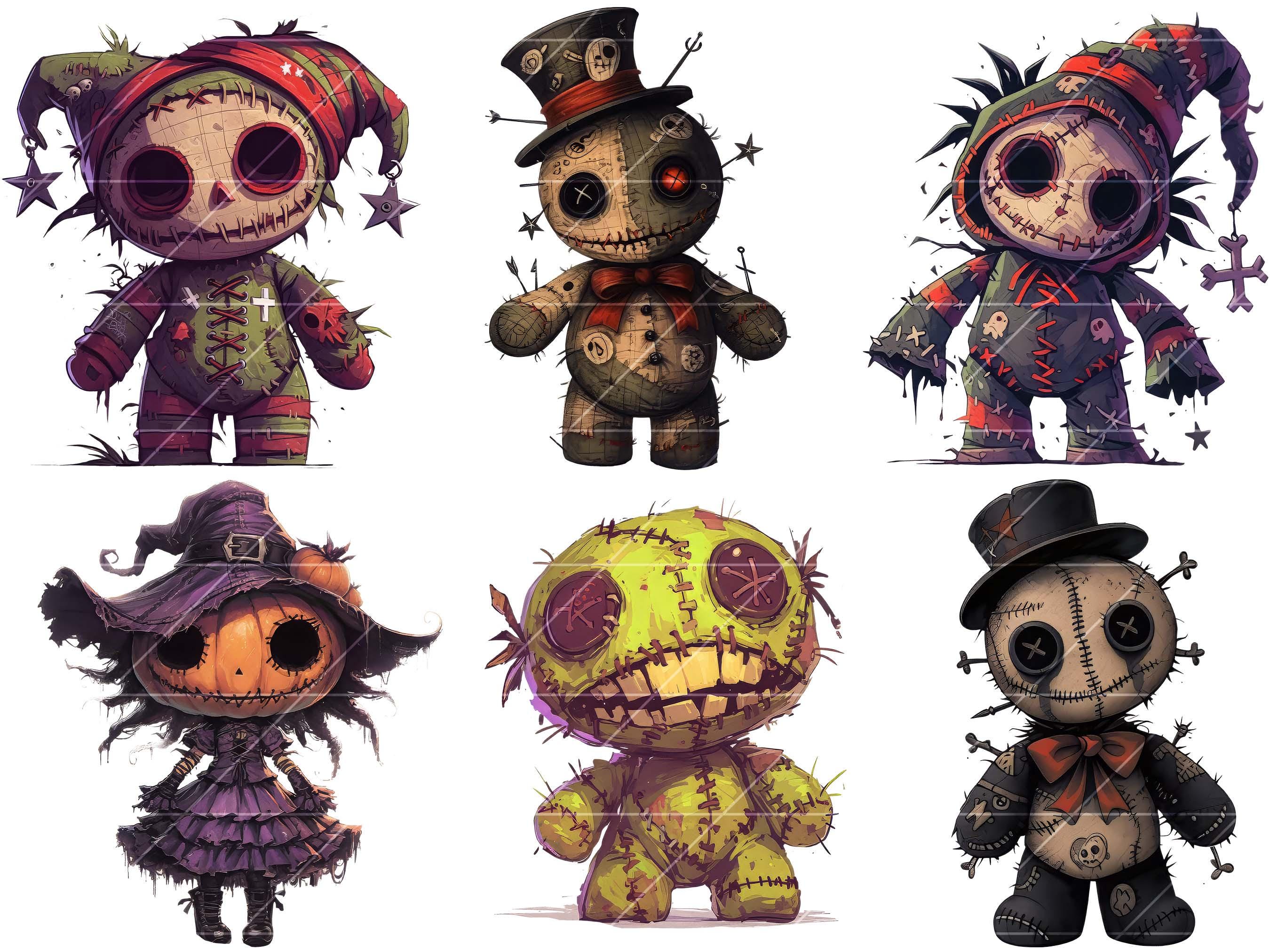 26 Watercolor Cute Creepy Scary Voodoo Doll Sublimation Designs ...