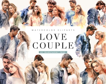 Watercolor Love Couple Clipart Bundle (Digital Download)