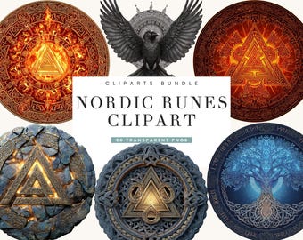Paquete de imágenes prediseñadas de runas nórdicas en acuarela: archivos PNG (descarga digital)