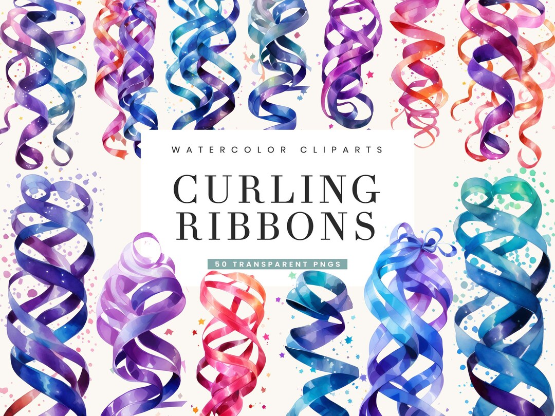 50 Curling Ribbons Clipart Bundle Sublimation Designs, Digital Download ...