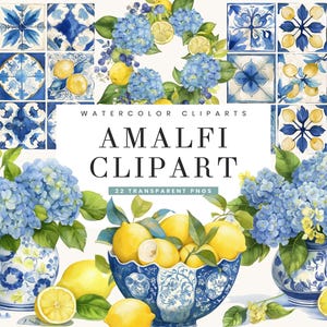 22 Pacote de clipart de aquarela Amalfi para sublimação de designs para download digital, download instantâneo de impressões digitais, arquivos PNG de Amalfi