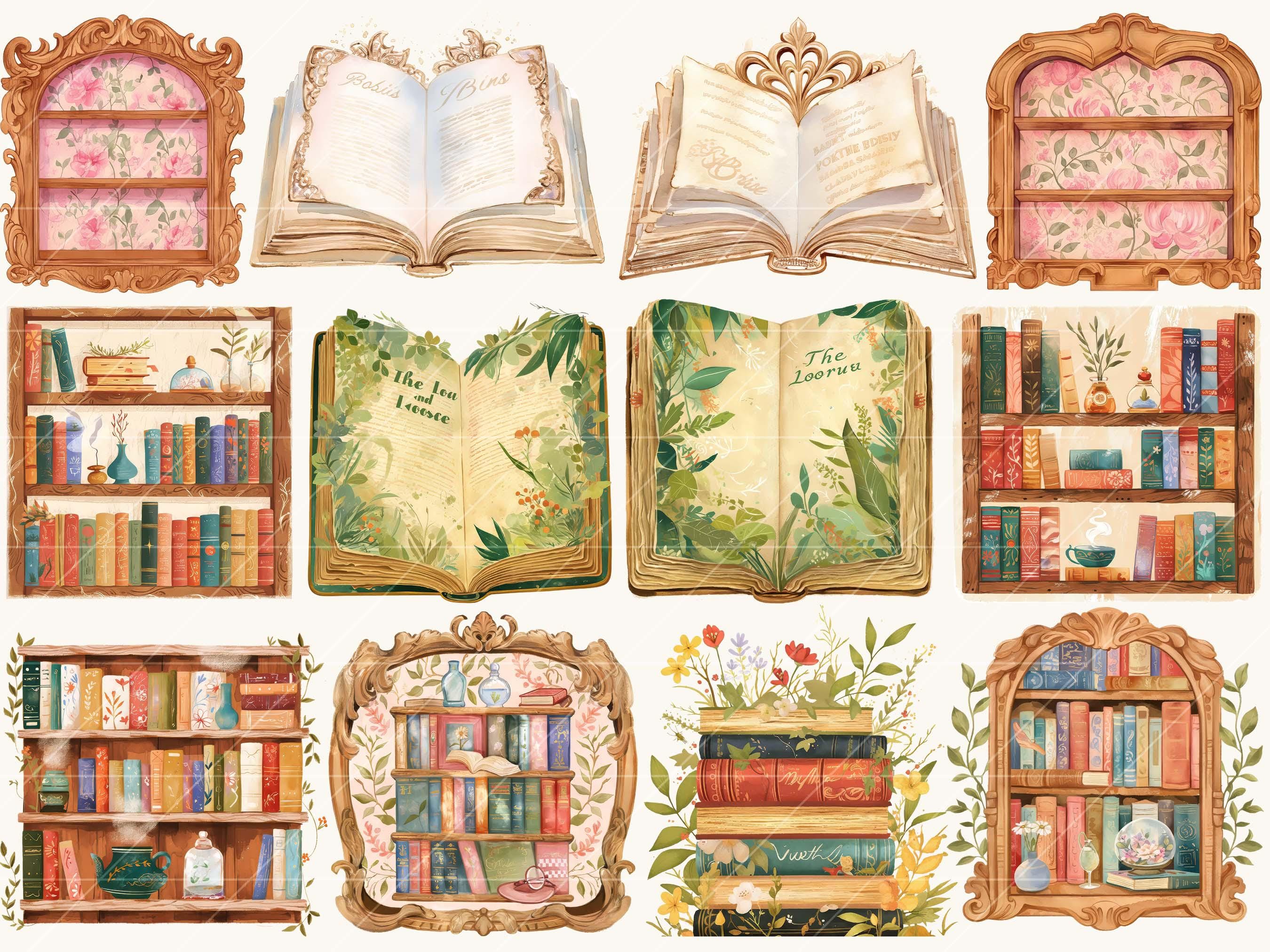 Watercolor Reading Clipart Bundle: Book Lover PNG Designs (digital ...