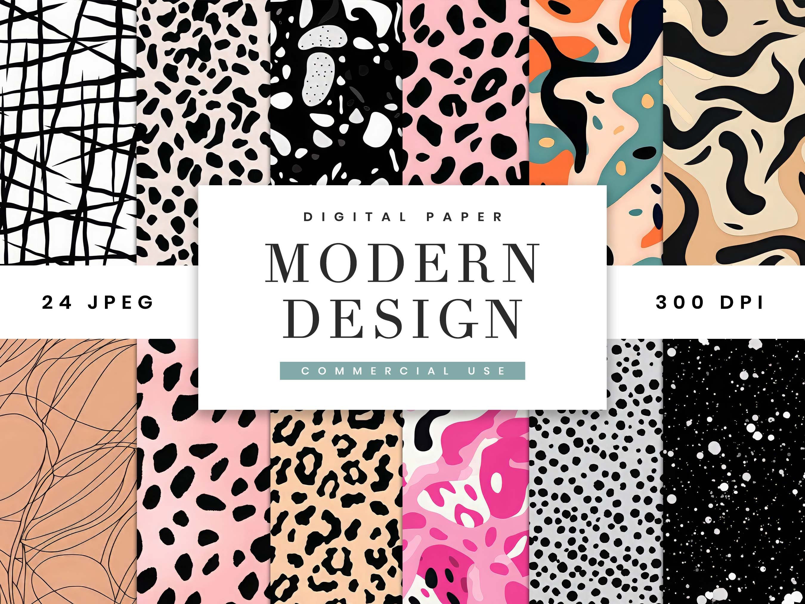 24 Modern Design Digital Paper Pack  Digital Background Sublimation Designs Instant Download, Digital Paper Wall Art