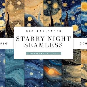 20 Starry Night Padrão Sem Costura Pacote de Papel Digital Download Digital, Arquivos Digitais, Papel para Impressão, Impressões Digitais, Uso Comercial