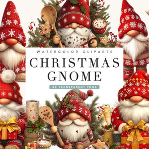 20 Watercolor Christmas Gnome Clipart Bundle Sublimation Designs Digital Download, Digital Prints Instant Download, Christmas Decor