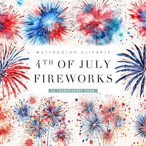 53 4. Juli Feuerwerk Clipart Bundle Sublimation Designs Digital Download, Sofortiger Download Digitaldrucke, Print on Demand