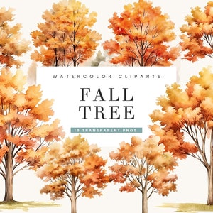 18 Watercolor Fall Tree Clipart Bundle Digital Print Wall Art Instant Download Sublimation Designs Digital Download Png Files