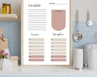 Family Week Weekly Organizer Shopping List Meal Plan Planner Family