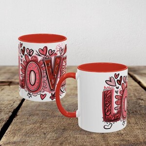 Taza, regalo para ella, regalo de aniversario de San Valentín, corazones de amor.
