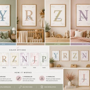 Personalized Initial Name Print | Custom Nursery Wall Art | Baby Name Poster | Kids Room Decor | Digital Download