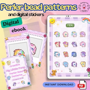 My Little Pony Perler Bead Patterns Digital stickers kids craft Template ebook Vol.1 PDF digital Download