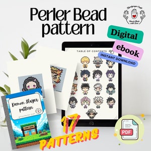 Demon Characters Perler Bead Patterns kids craft Template ebook PDF digital Download