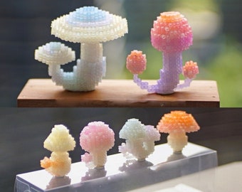 Set of 10 Mushrooms 3D Perler Bead Patterns Digital Instant download English guidances