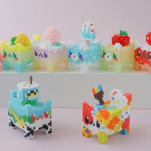8 Cute Pixel Box Cat Set 3D Perler Bead Patterns Digital Instant download English guidances