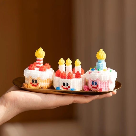 Birthday Christmas Cake Set 3D Perler Bead Pattern total 4 Patterns Digital Instant download English EASY