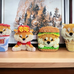Cute Dog Shiba Fast Food 3D Perler Bead Patterns Digital download