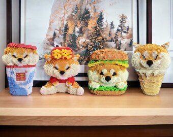 Cute Dog Shiba Fast Food 3D Perler Bead Patterns Digital download