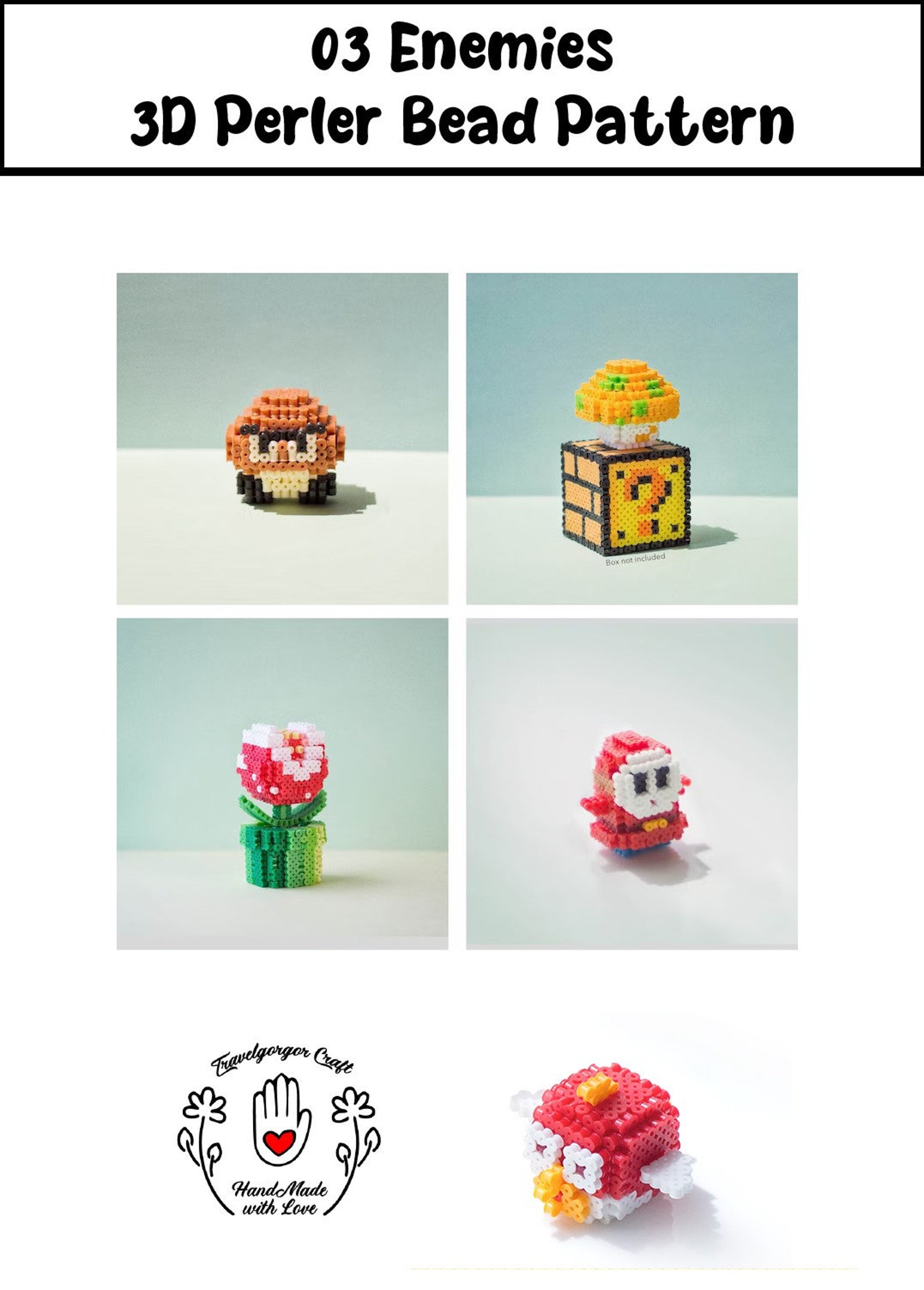 Super Mario Bros 3D Perler Bead Pattern English Guidances Digital - Etsy