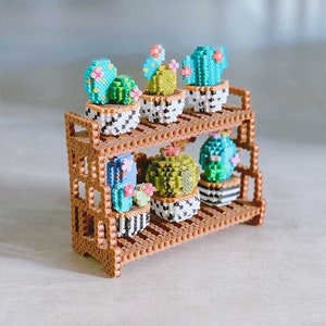 Mini Kaktus Pflanzen 3D Perler Bead Muster Set von 6 Digitaler Download Englische Anleitungen (Nicht Physisch)