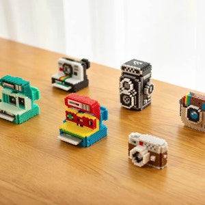 6 vintage camera's 3D Perler Bead Pattern Digital Instant download GEMAKKELIJK